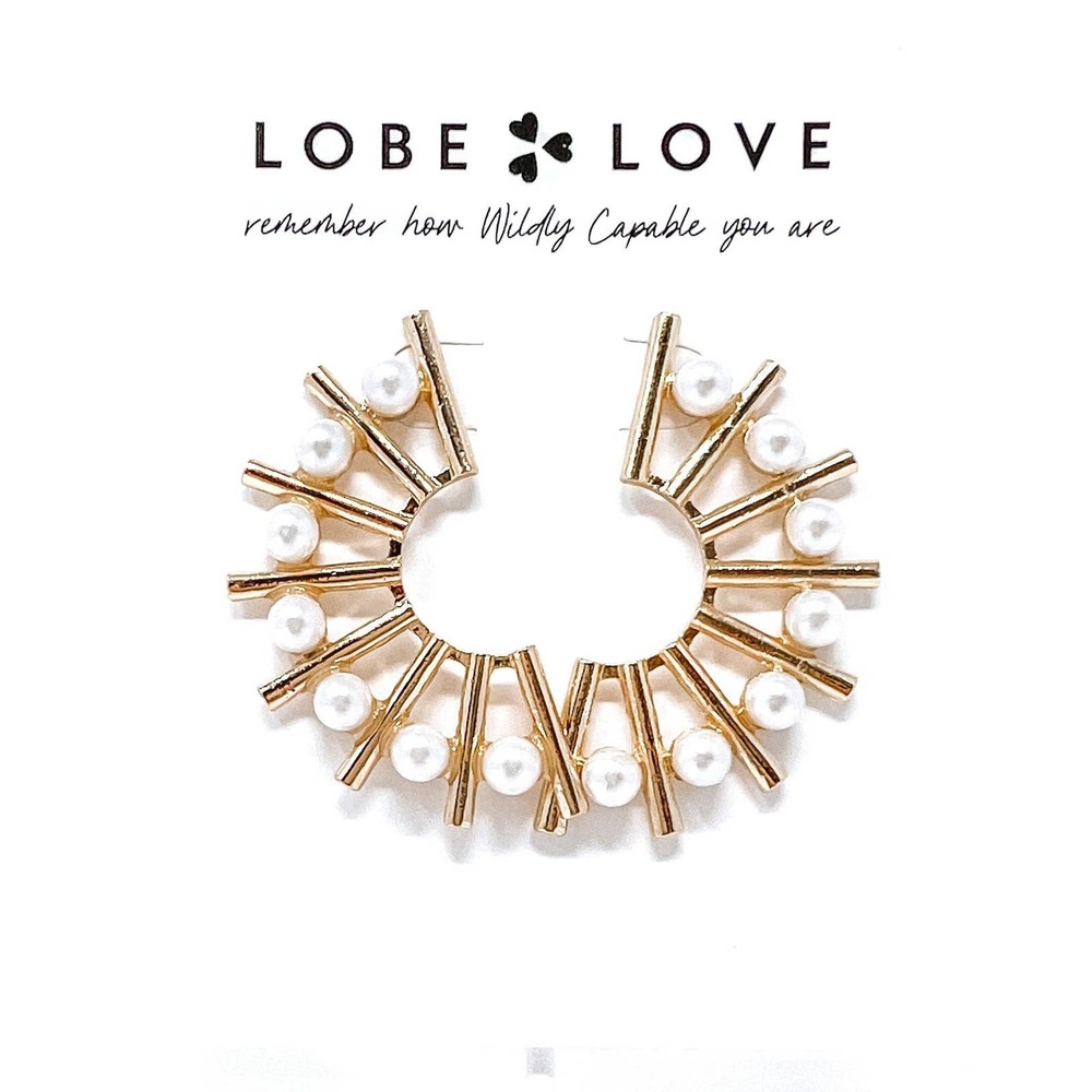 Fiercely Femme Pearl Gold Statement Half Circle Earrings